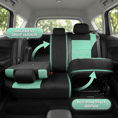 FH Group Automotive Car Seat Covers Full Set Premium 3D Air Mesh Front Seat Covers, Airbag Compatible & Split Bench Cover Universal Fit Interior Accessories for Cars Trucks and SUVs - Mint