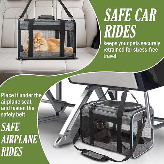 Vivicreate Cat Carrier Airline Approved, Soft Sided Pet Carrier for Small Medium Cats Dogs Puppies Up to 15 lbs, Collapsible Dog Carrier with Shoulder Strap, Waterproof Travel Carrier