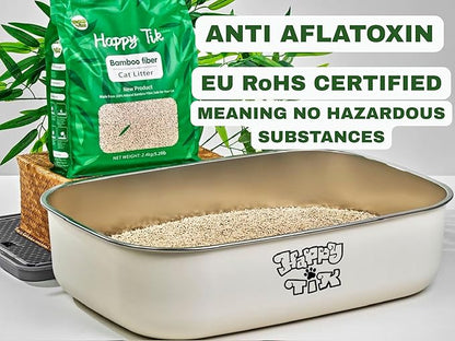 Plant-Based Bamboo Fiber Cat Litter, Green & Eco Friendly, Powerful Odor Control, No Chemicals, Instant Clumping, 99% Dust Free, 5.3Pounds, Fresh Bamboo Scent