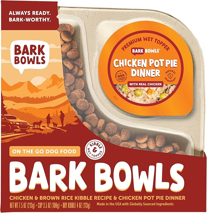On The Go Dog Food, Chicken Pot Pie Dinner - 7.5 oz Tray (6 Count), Made in The USA with Real Chicken