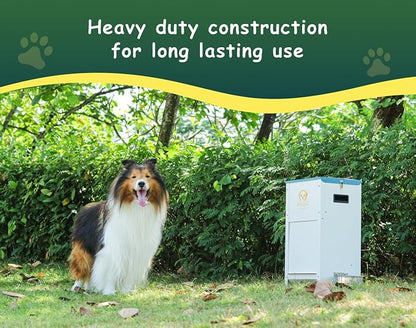 Dog Feeder - 25 lbs Heavy Duty Pet Feeder Automatic Dog Food Station Pet Lodge Galvanized Steel for Medium and Large Dog Outdoor Use (Assembly Required)