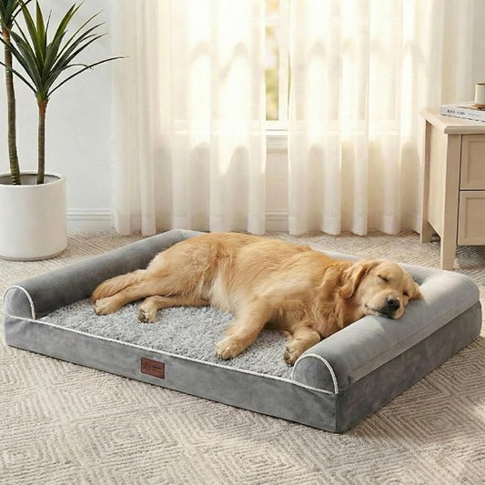 WESTERN HOME Large Dog Bed, Orthopedic Dog Beds with Waterproof Lining, XL Pet Couch with Removable Washable Cover and Nonskid Bottom, Extra Large Sofa Bed, Grey