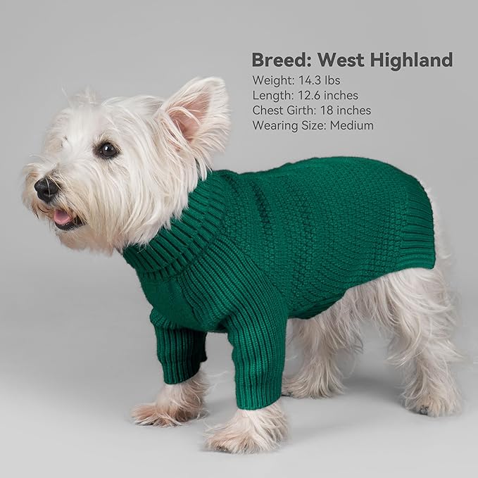 cyeollo Dog Sweater Pullover Turtleneck for Large Dogs, Classic Knitwear Fall Winter Cold Weather Dog Clothes Warm Pet Apparel Large Big Dogs Sweaters, Green 3XL