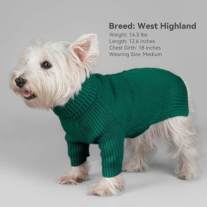 cyeollo Dog Sweater Pullover Turtleneck for Large Dogs, Classic Knitwear Fall Winter Cold Weather Dog Clothes Warm Pet Apparel Small Medium Large Dog Sweaters, Green 2XL
