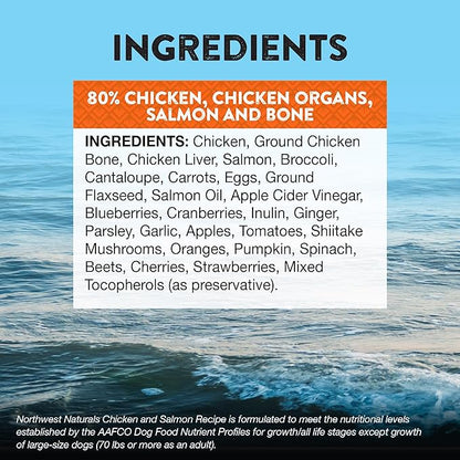 Northwest Naturals Freeze-Dried Chicken & Salmon Dog Food - Bite-Sized Nuggets - Grain-Free, High-Protein, Raw Diet, Human-Grade, Limited Ingredients, All Natural, Omega-3 for Skin & Coat - 25 Oz