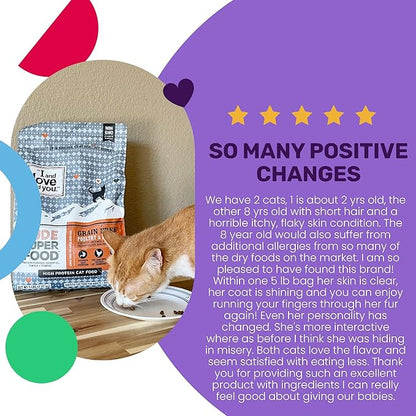 I and love and you Nude Super Food Dry Cat Food - Turkey + Chicken - Grain Free, High Protein, No Fillers, Superfoods, 5lb Bag