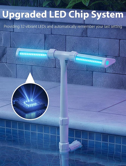 POOLHOUR 2026 Upgrade Height Solar Pool Fountain with 10-Color 4-Mode LED Lights, Auto Light-Sensing Pool Sprinkler Fountain for Above/Inground Pools, 360° Adjustable Spray for 8-16°F Cooling (Gray) | Auto Light-Sensing Pool Sprinkler Fountain with 4 L...