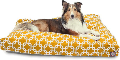 Yellow Links Large Rectangle Indoor Outdoor Pet Dog Bed With Removable Washable Cover By Majestic Pet Products