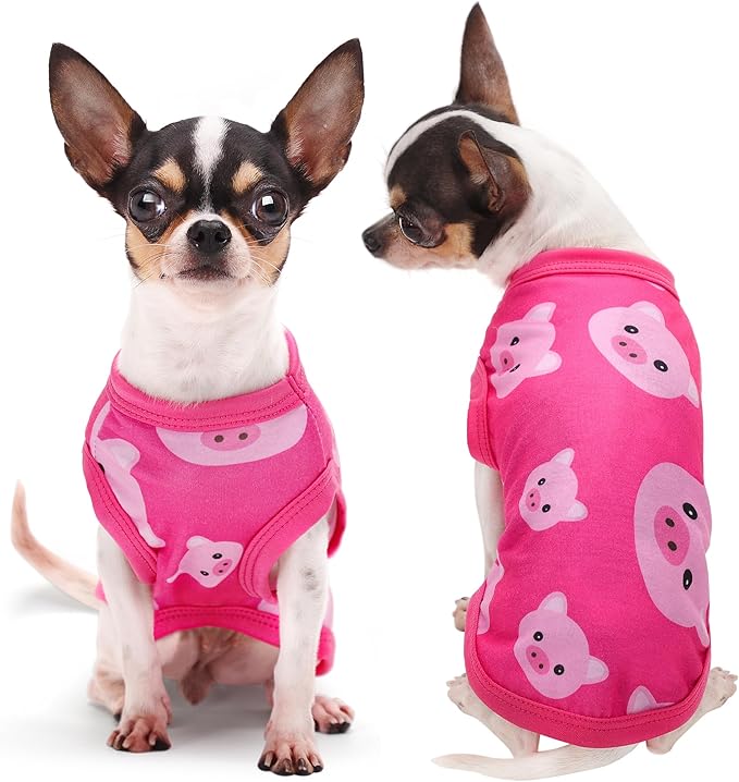 Adorable Pink Pig Dog Shirt: Lightweight Polyester Cartoon Puppy Vest, Small Medium & Large Dog T-Shirt, Summer Pet Clothes, Cute Dog Apparel, Breathable Dog Tank Top XS