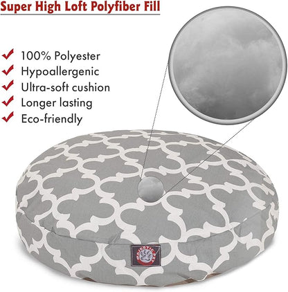 Gray Trellis Small Round Indoor Outdoor Pet Dog Bed With Removable Washable Cover By Majestic Pet Products