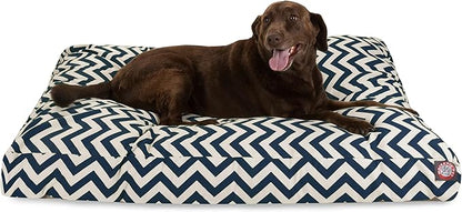 Majestic Pet Chevron Rectangle Dog Bed Washable – Non Slip Comfy Pet Bed – Crate Bed with Removable Washable Cover – Kennel Bed for Sleeping, Polyester Fiber, X-Large, Navy