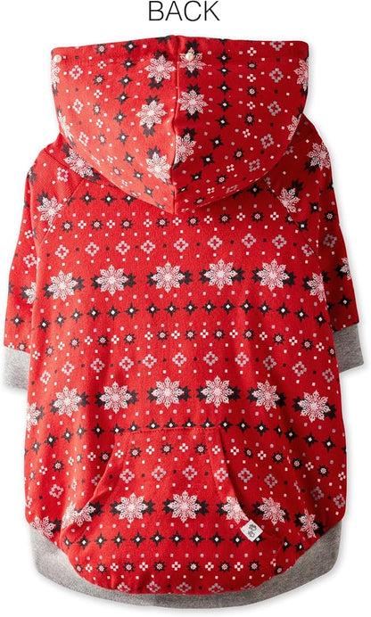 Pet Passion Rocky – The Original Lightweight Hooded Tee 100% Organic Cotton Dog Hoodie Pet Coat Sweater for All Sized Dogs, Red Fair Isle, Large (40-60 lbs)