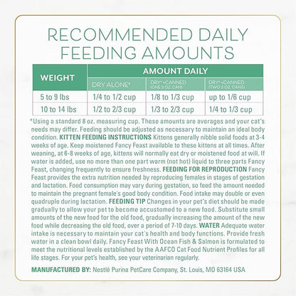 Purina Fancy Feast Dry Cat Food with Ocean Fish and Salmon - (Pack of 4) 16 oz. Bags