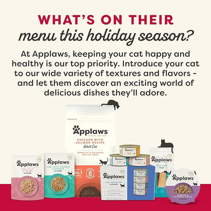 Applaws Holiday Natural Cat Treats, Grain-Free, Single Ingredient, Whole Protein Fillet, Healthy Snacks with No Artificial Additives or Fillers (12 x 1.06 oz Whole Chicken, Tuna & Salmon Loins)