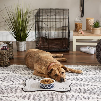 Bone Dry Lattice Collection Pet Bowl & Canister, Single Dish, Medium 6x2", Nautical Blue