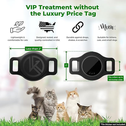 Tile Sticker Cat Collar Holder (2024): The Smallest, Lightest, and Most Comfortable Tracking Case for Cats - Track Your Pet with iPhone Samsung Android Device - Life360 for Boy Girl Kittens (Purple)