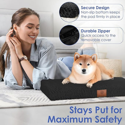 American Kennel Club Orthopedic Memory Foam Dog Crate Mat, Egg Crate Foam Cushion, Washable Cover, Non-Slip Base, Eases Joint Pain, Breathable, Durable, 36x23, Black