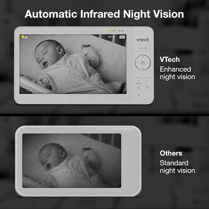 VTech Video Baby Monitor with 7" Color LCD Screen, Portable, Long Battery Life, Clear Audio/Video Quality, Secure Transmission, No Wi-Fi, 2-Way Audio, Temperature Sensor, Travel Monitor: 819 Max