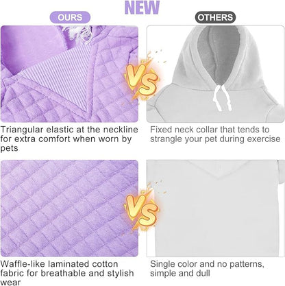 BEAUTYZOO Small Dog Hoodie Sweater with Pockets, Dog Clothes for Small Medium Dogs Boy Girl, Waffle-like Laminated Cotton Pet Coats with Hat and Leash Hole, All Weather Coat for Puppy Doggie Chihuahua