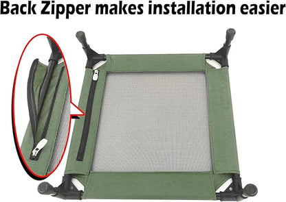 Pozico Elevated Pet Bed with Breathable Mesh for Small Cat and Dog, Raised Cooling Pet Cot for Puppy and Kitty, 18.9x18.9 inch (Olive Green Bed)