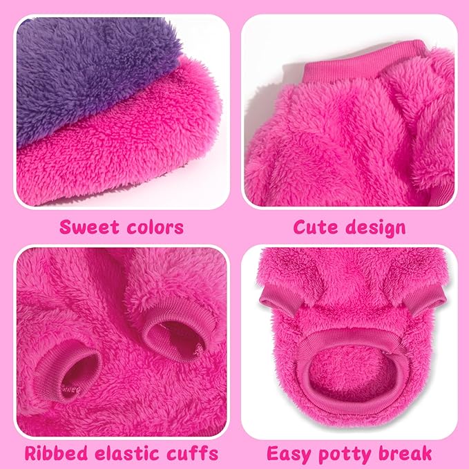 2 Pieces Dog Sweaters for Small Dogs Girl Fall Winter Warm Puppy Clothes Fleece Chihuahua Sweater Cute Pet Clothing for Doggie Cat, Large