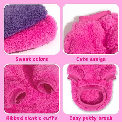 2 Pack Dog Sweaters for Small Dogs, Warm Puppy Clothes Winter, Fleece Pet Sweater for Doggie Boy Girl, Cat, Kitten Chihuahua Bulldog Pug Beagles, XS