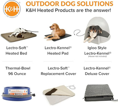 K&H Pet Products Lectro-Soft Orthopedic Outdoor Heated Dog and Cat Bed for Medium Dogs or Big Cats, Soft/Flexible Safety Listed Warming Pad, Waterproof, Washable Cover - Medium 24 X 19in Tan 40W