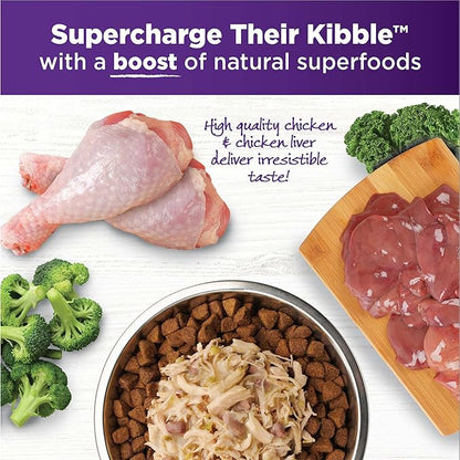 Wellness Bowl Boosters Simply Shreds Wet Dog Food Topper for Small,Medium,& Large Breeds,Grain Free,Natural,Chicken Liver & Broccoli,2.8 Ounce Pouch,(Pack of 24)