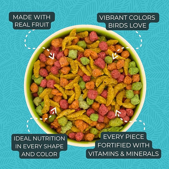 ZuPreem FruitBlend Bird Pellets, Daily Bird Food for Cockatiel, Lovebird, Quaker, Small Conure, Lorikeet, Core Nutrition, Cockatiel Pellets, Conure Food (M, 2 lbs)