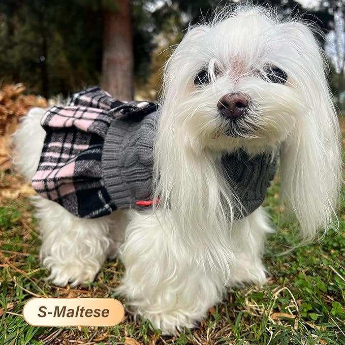 KYEESE Dog Sweater Warm Pullover Pet Coats Comfy Dogs Clothes with Bowtie Turtleneck Cat Sweaters Thick Dog Sweaters for Small Dogs Male Stretchy Knitwear Pet Sweater Dress for Cold Weather Winter