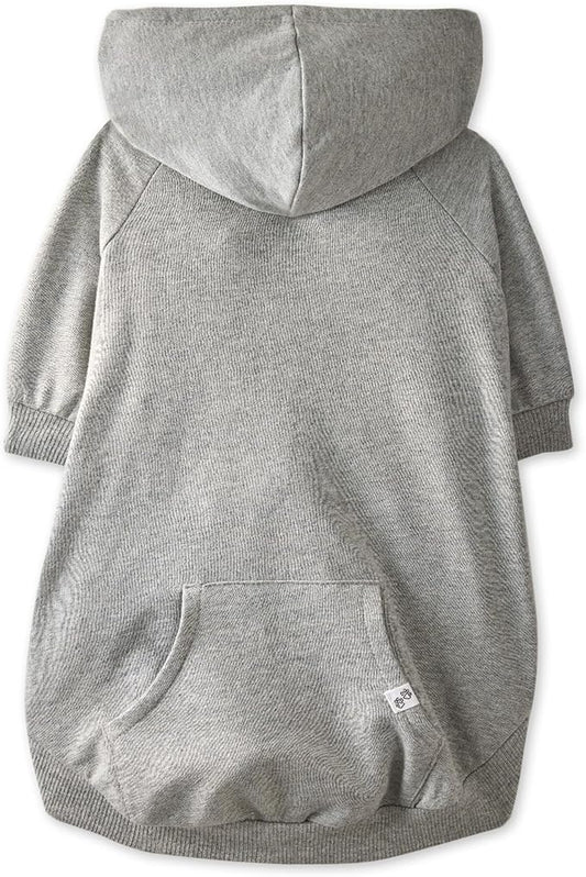 Pet Passion Rocky – The Original Lightweight Hooded Tee 100% Organic Cotton Dog Hoodie Pet Coat Sweater for All Sized Dogs, Gray Heather, Large (40-60 lbs)