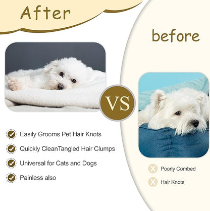 2-in-1 Pet Hair Removal Massaging Shell Comb, Soft Deshedding Brush for Cats & Dogs, Gentle Grooming Tool for Mats & Tangles (White)