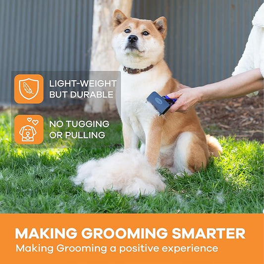 Deshedding Dog Brush for Short/Medium Hair (Medium,Blue) – Gentle Deshedding Tool for Dogs & Cats – Reduces Shedding, Without damaging Topcoat. Removes Loose Fur & Dead Undercoat.
