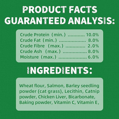 Just Try Cat Treats for Indoor Cats Hairball Control Natural Salmon Healthy Cat Grass Treats Kitten Snacks Training Biscuits Catnip for Cats Dental Care 13.4 OZ