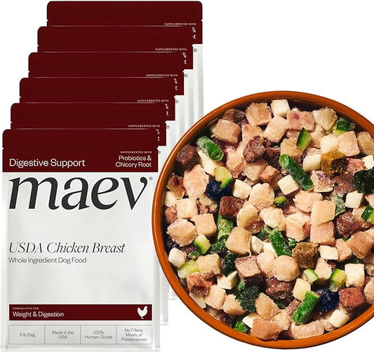 Maev Human-Grade Chicken Dog Food, Weight & Digestion Formula, Whole Ingredient, Gluten-Free, High Protein Puppy & Dog Food, 30 lb