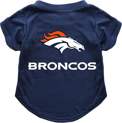 Littlearth NFL Denver Broncos Pet T-Shirt, Team Color, Small