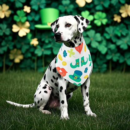 St Patricks Day Dog Bandanas for Large Dogs 7 Pcs Sewing Hemming Dogs Bandanas 33 Inch Shamrocks Scarves Grooming L