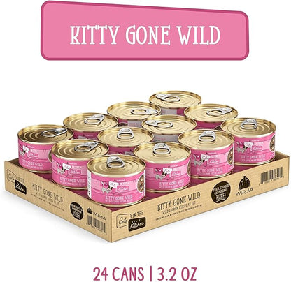 Weruva Cats in The Kitchen, Kitty Gone Wild with Wild Salmon Au Jus Cat Food, 3.2oz Can (Pack of 24)