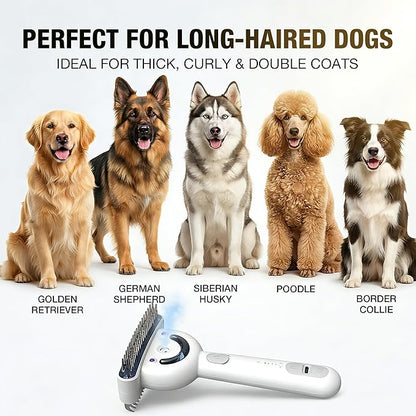 Dog brush for shedding & Cat Grooming Comb kit– Pet Steam brush with UV Sterilization, Rechargeable - Suitable for long-haired or curly-haired pets. Removes tangled hair