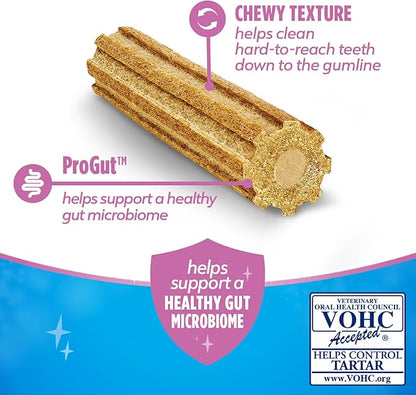 Dentalife Plus Digestive Support Dog Treats for Small and Medium Dogs, Cleans Teeth, Freshens Breath, & Supports Healthy Gut, Chicken & Pumpkin Flavor, 14.4 oz., 19 Chews - 19 ct. Pouch, (Pack of 2)
