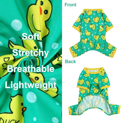 Dog Pajamas for Small Dogs Boy Girl, Dog Clothes Tiny Chihuahua Yorkie Spring Summer Shirt, Cute Puppy Outfit Pjs Jumpsuit Cat Onesie Apparel Pet Clothes (Blue Duck, Medium)