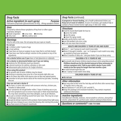 Amazon Basic Care 24-Hour Allergy Relief Nasal Spray, Fluticasone Propionate (Glucocorticoid) 50 mcg, Full Prescription Strength, Non-Drowsy, 0.62 Fl Oz (3 Pack)