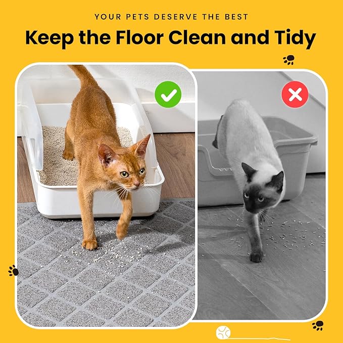 Conlun Cat Litter Mat Litter Trapping Mat, 35" x 23" Premium Durable PVC Grid Mesh with Scatter Control, Non-slip, Less Waste Cat Litter Box Mat, Soft on Kitty’s Paws, Urine Waterproof