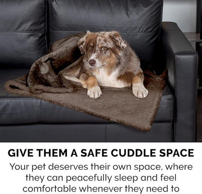 Furhaven Waterproof & Self-Warming Throw Blanket for Dogs & Indoor Cats, Washable & Reflects Body Heat - Soft-Edged Terry & Sherpa Dog Blanket - Espresso, Medium