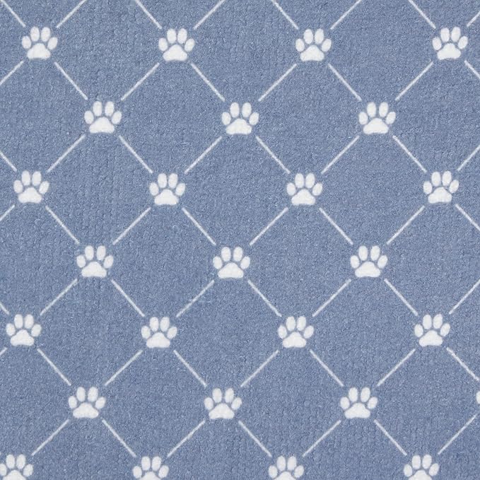 Bone Dry Machine Washable, Ultra Absorbent Pet Mat, 12x18, Stonewash Blue Trellis Print