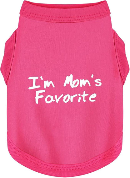 Cozy Sleeveless Canine Wear Dog Clothes, Soft, Lightweight, and Breathable Cotton Dog Shirt with I'm Mom's Favorite Print.Vest Tank Top Ideal for Small, Medium, and Large Breeds Rose Red 3XL