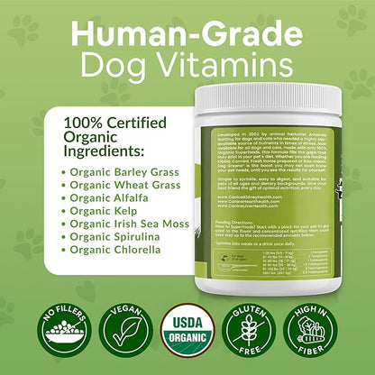 Superfood Multivitamin Powder - Dog Vitamins and Supplements, Organic Kelp, Spirulina, Sea Moss for Homemade Food, Kibble and Raw Meals, Energy, Immune, Joint & Skin Support for All Ages