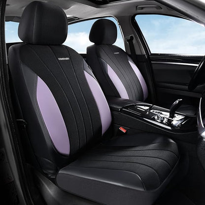 Coverado Car Seat Covers Full Set, Automotive Seat Covers 5-piece, Leather Car Protectors 5 Seats, Purple Auto Seat Covers Spill-Proof Design Universal Fit for SUV, Vans, Sedan, Truck