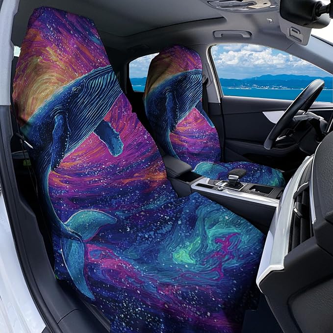 2 Pack Car Towel Seat Covers with Storage Bag, Multifunctional Towel for Gym Outdoor Sport, Picnic, Beach, Pet Dog Travel,Non-Slip Washable Car Seat Protector (Starry Whale)