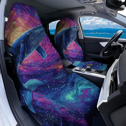 2 Pack Car Towel Seat Covers with Storage Bag, Multifunctional Towel for Gym Outdoor Sport, Picnic, Beach, Pet Dog Travel,Non-Slip Washable Car Seat Protector (Starry Whale)